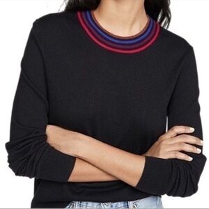 SPLENDID VISCOSE/CASHMERE PULLOVER SWEATER STRIPED COLLAR SZ Large